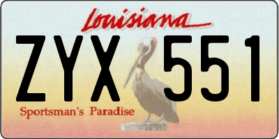 LA license plate ZYX551