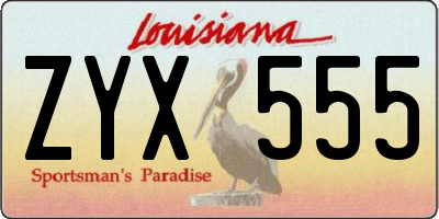 LA license plate ZYX555