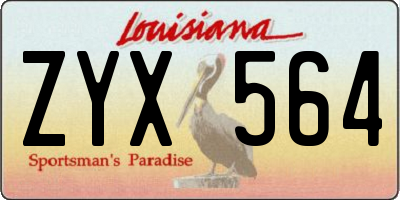 LA license plate ZYX564