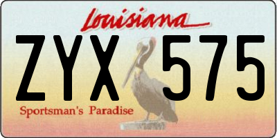 LA license plate ZYX575