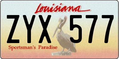 LA license plate ZYX577