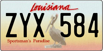 LA license plate ZYX584
