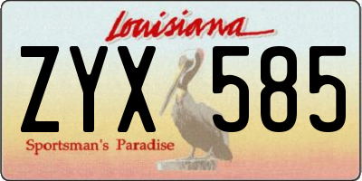 LA license plate ZYX585