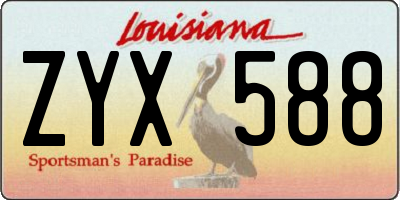 LA license plate ZYX588