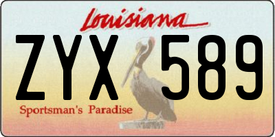 LA license plate ZYX589