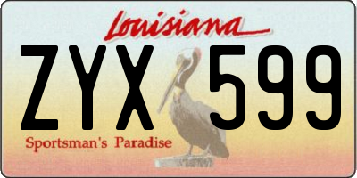 LA license plate ZYX599