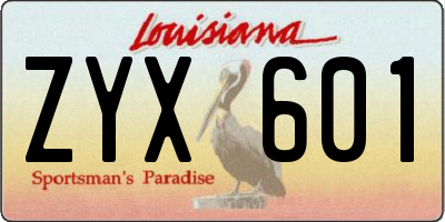 LA license plate ZYX601