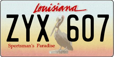 LA license plate ZYX607