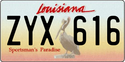 LA license plate ZYX616