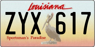 LA license plate ZYX617