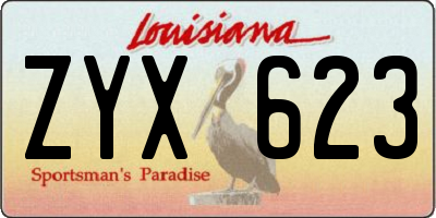 LA license plate ZYX623