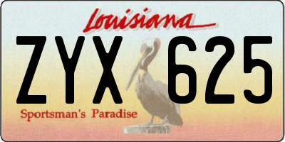 LA license plate ZYX625