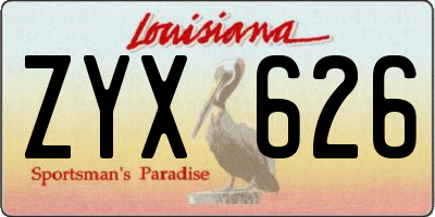 LA license plate ZYX626