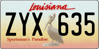 LA license plate ZYX635