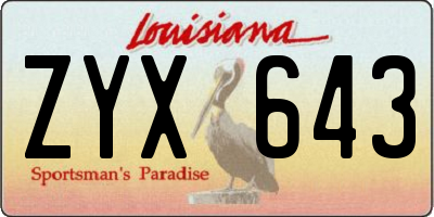 LA license plate ZYX643