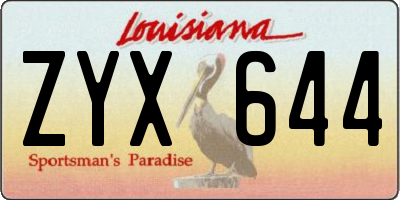 LA license plate ZYX644