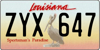 LA license plate ZYX647