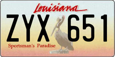 LA license plate ZYX651