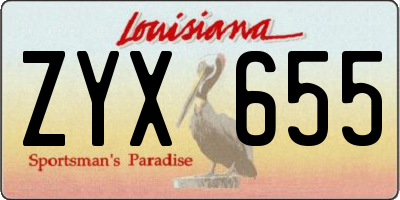 LA license plate ZYX655