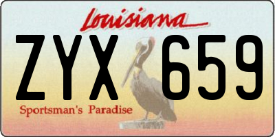 LA license plate ZYX659