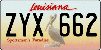 LA license plate ZYX662