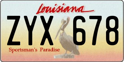 LA license plate ZYX678