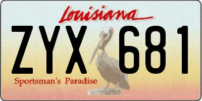 LA license plate ZYX681
