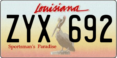 LA license plate ZYX692