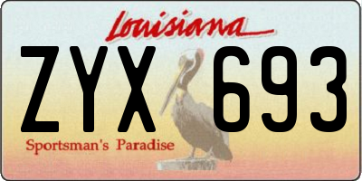 LA license plate ZYX693