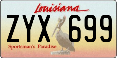 LA license plate ZYX699