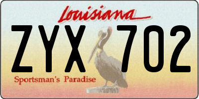 LA license plate ZYX702