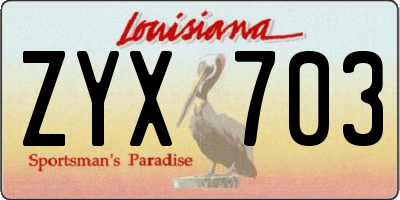 LA license plate ZYX703