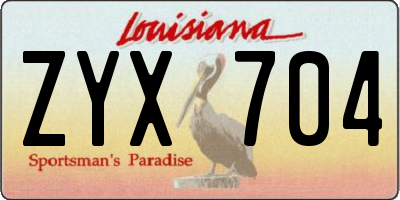 LA license plate ZYX704