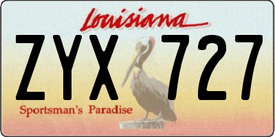 LA license plate ZYX727