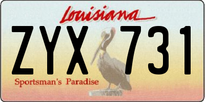 LA license plate ZYX731