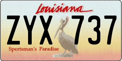LA license plate ZYX737