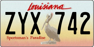 LA license plate ZYX742