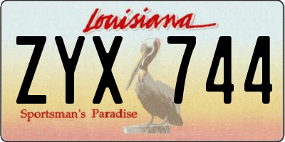 LA license plate ZYX744