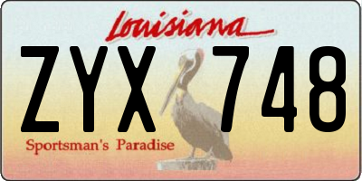 LA license plate ZYX748