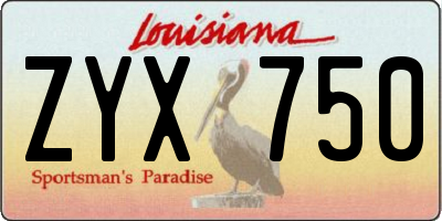 LA license plate ZYX750