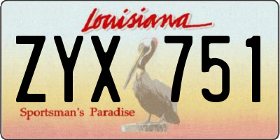 LA license plate ZYX751