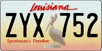 LA license plate ZYX752