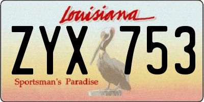 LA license plate ZYX753