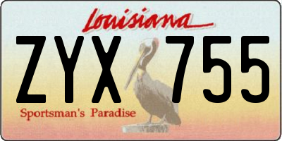 LA license plate ZYX755