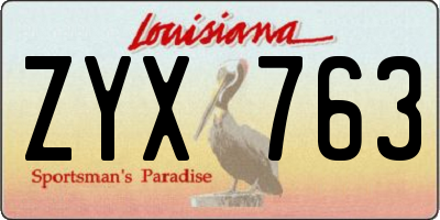 LA license plate ZYX763