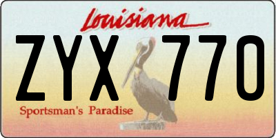 LA license plate ZYX770