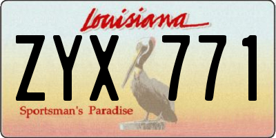 LA license plate ZYX771