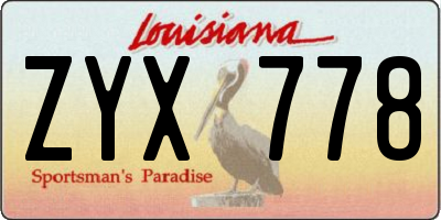 LA license plate ZYX778