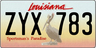 LA license plate ZYX783