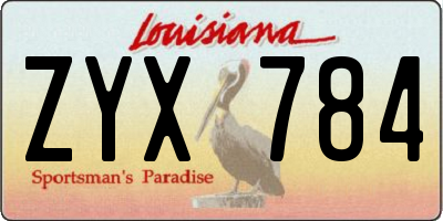 LA license plate ZYX784